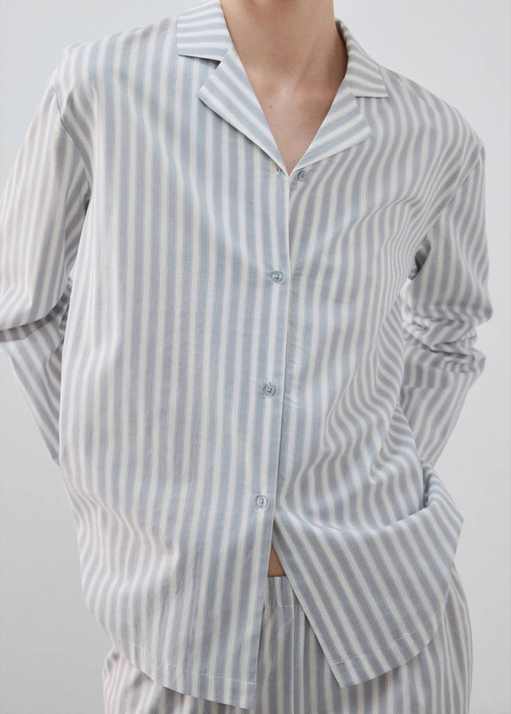 Striped cotton shirt — Blue