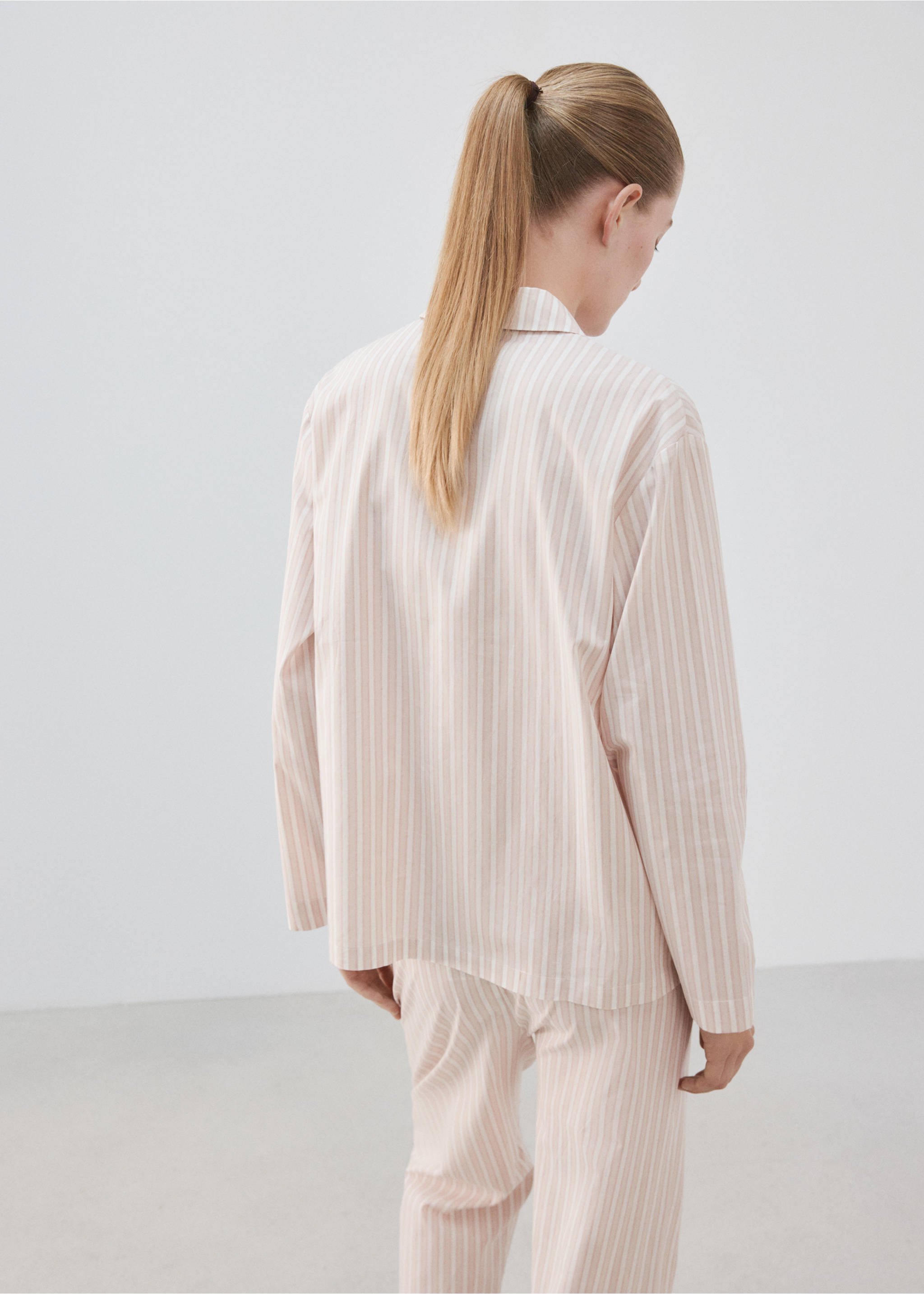 Striped cotton shirt - Reverse of the article, Pink. Ref: 37012924-00.