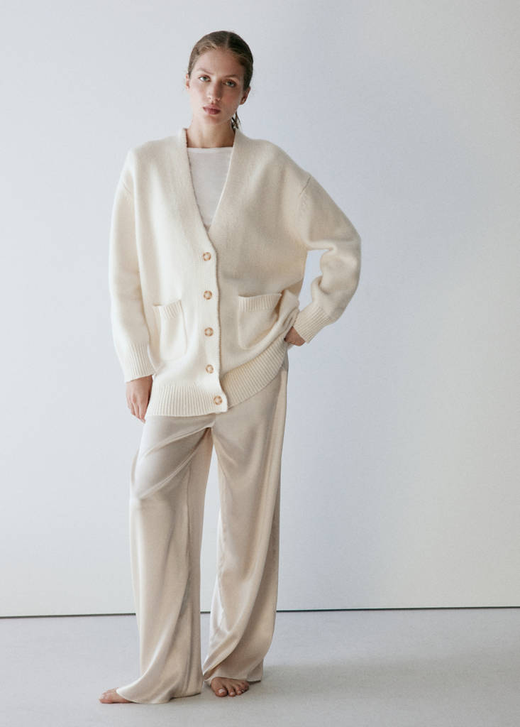 Oversized 100% wool cardigan — Ivory White
