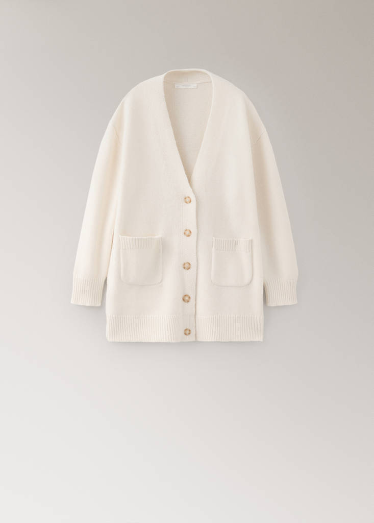 Oversized 100% wool cardigan — Ivory White