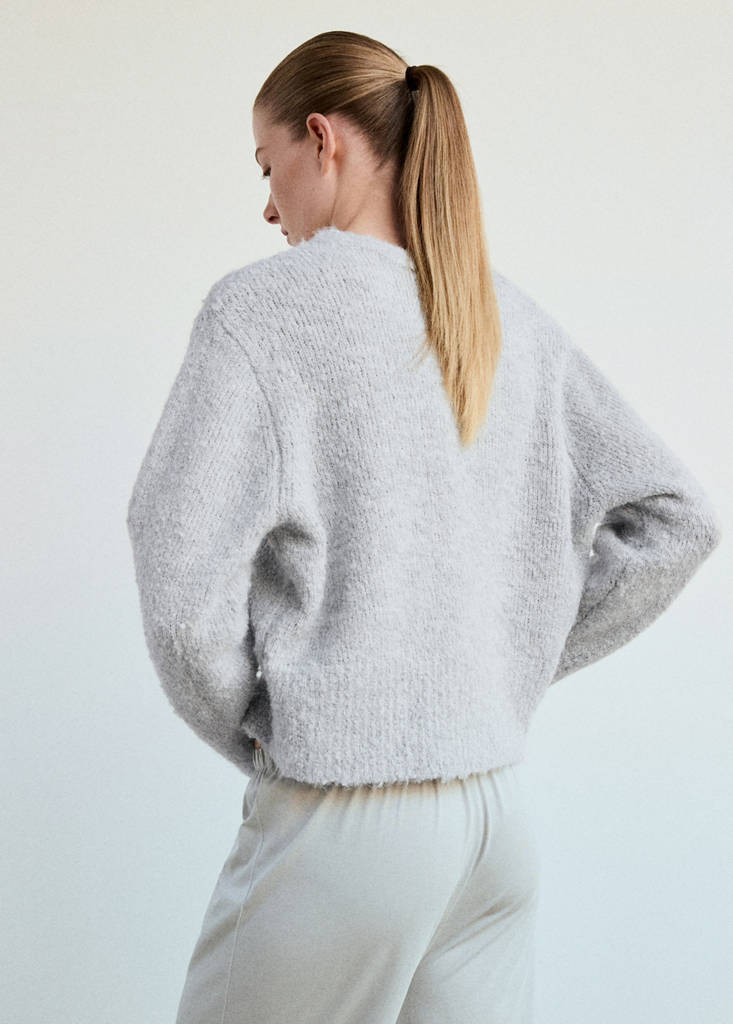 Round-neck bouclé sweater — Grey