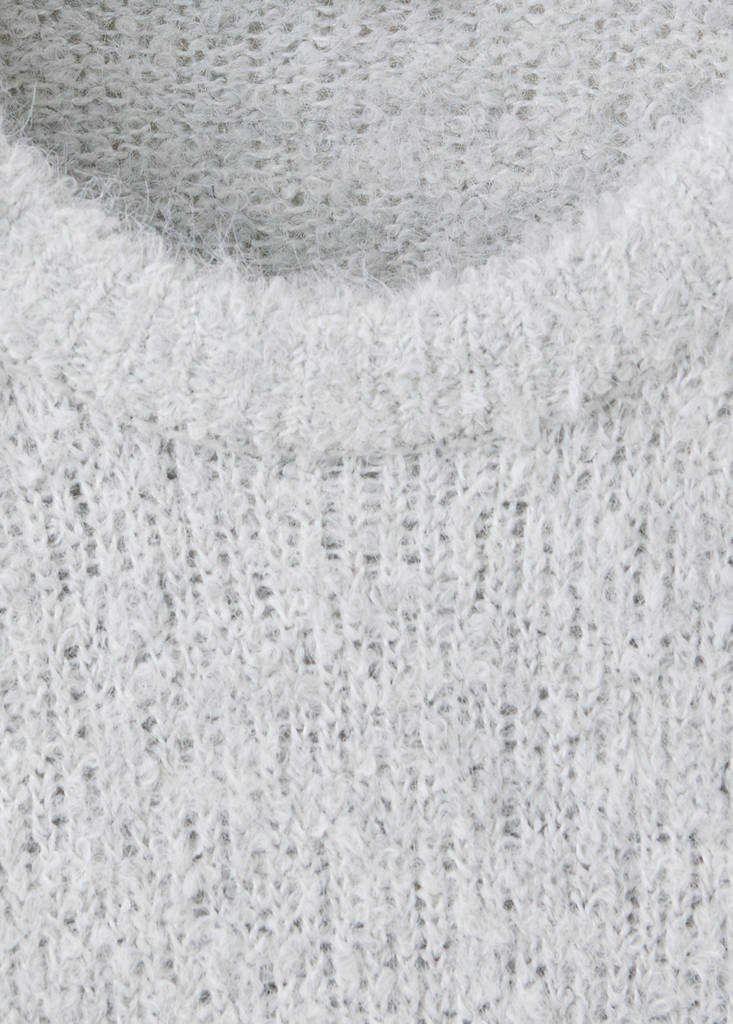 Round-neck bouclé sweater — Grey