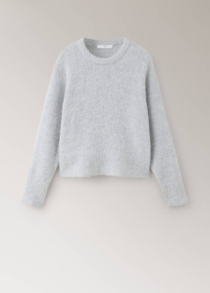 Round-neck bouclé sweater — Grey