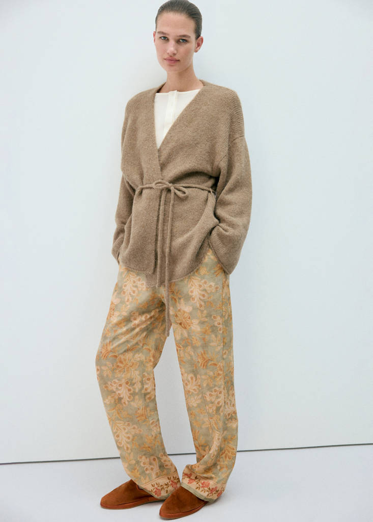 Wool-blend cardigan — Brown