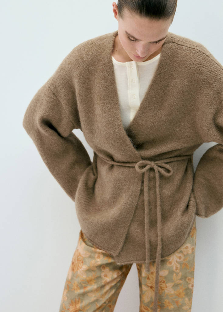 Wool-blend cardigan — Brown