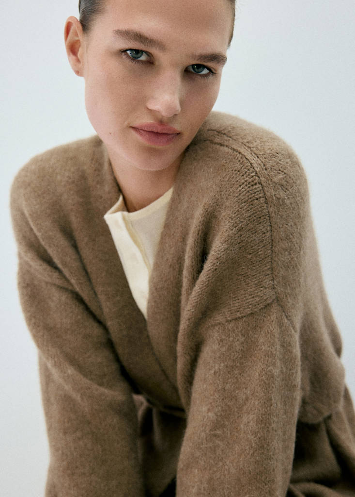 Wool-blend cardigan — Brown