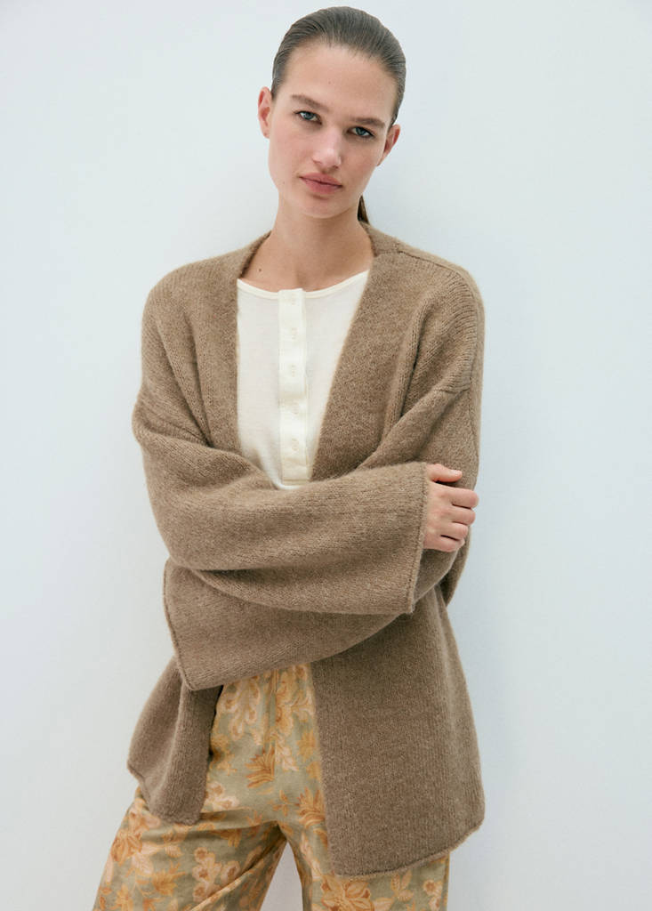 Wool-blend cardigan — Brown