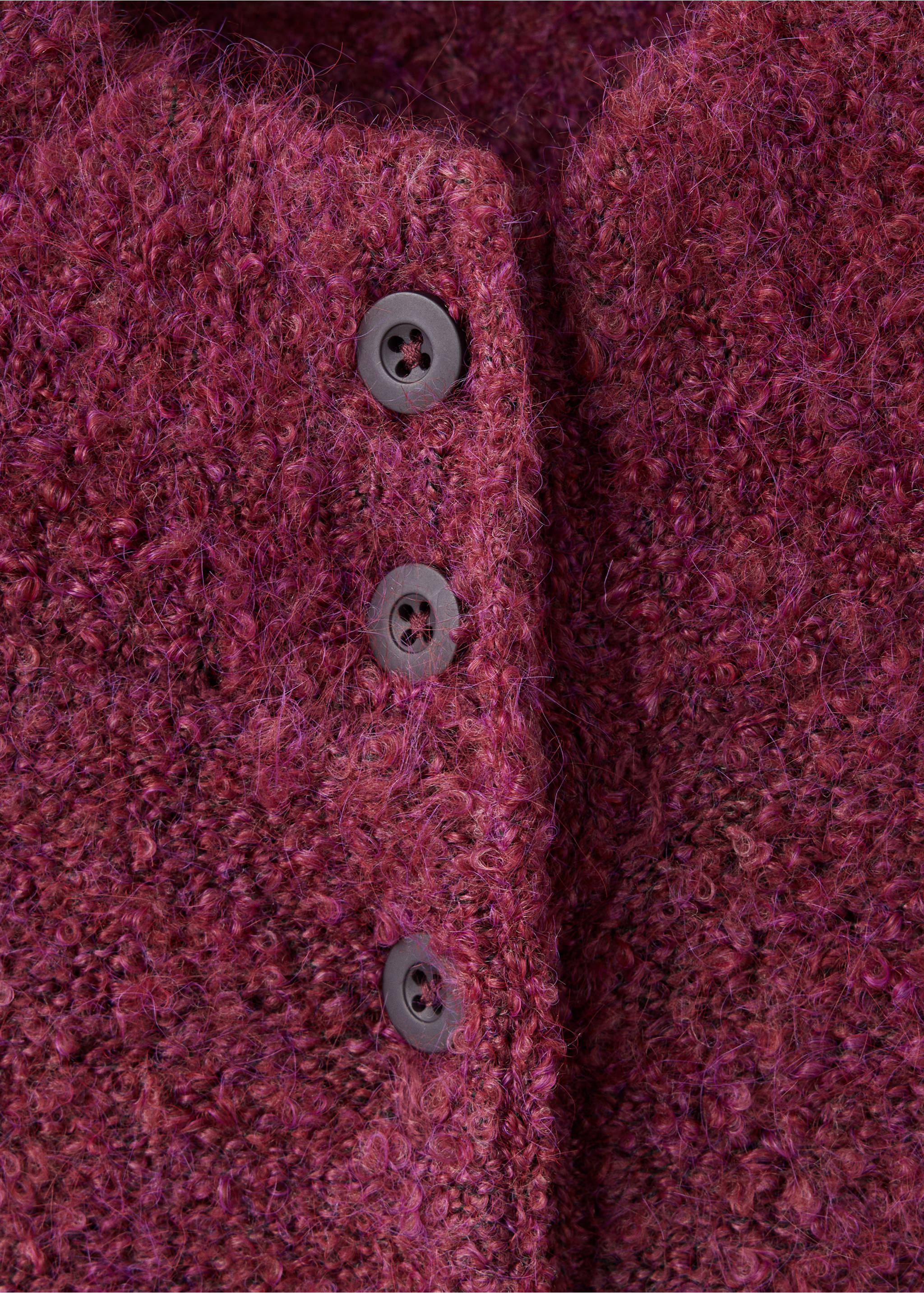 Bouclé wool sweater - Details of the article 8, Burgundy. Ref: 37012928-00.
