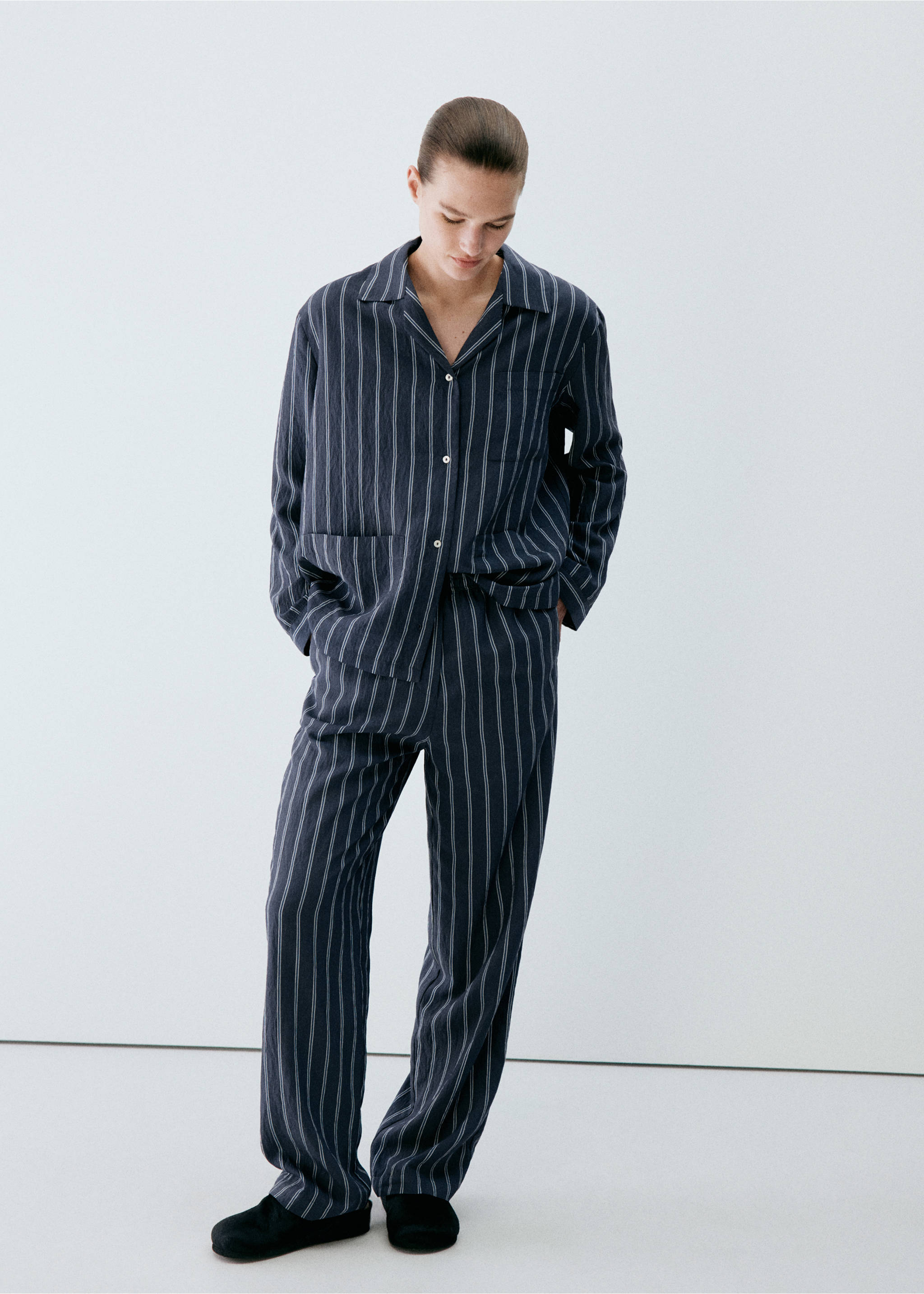 Striped pajama trousers - General plane, Navy. Ref: 37012930-00.