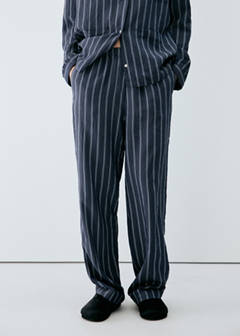 Striped pajama trousers — Navy 1