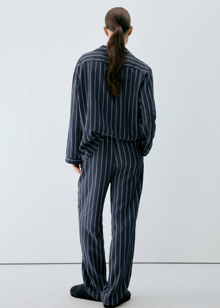 Striped pajama trousers — Navy