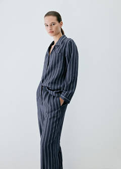Striped pajama trousers — Navy 4