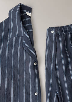 Striped pajama trousers — Navy 8