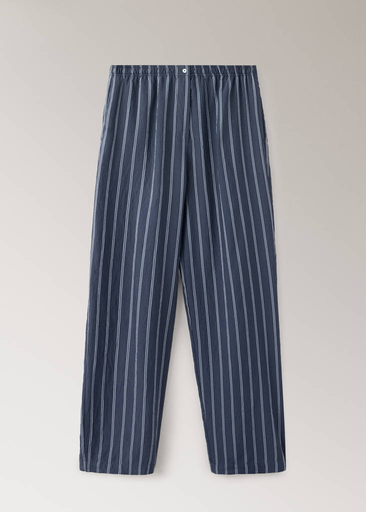 Striped pajama trousers — Navy