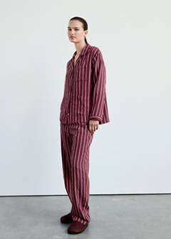 Striped pajama trousers — Burgundy 2