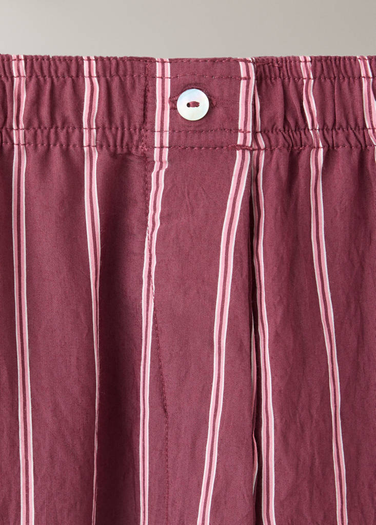 Striped pajama trousers — Burgundy