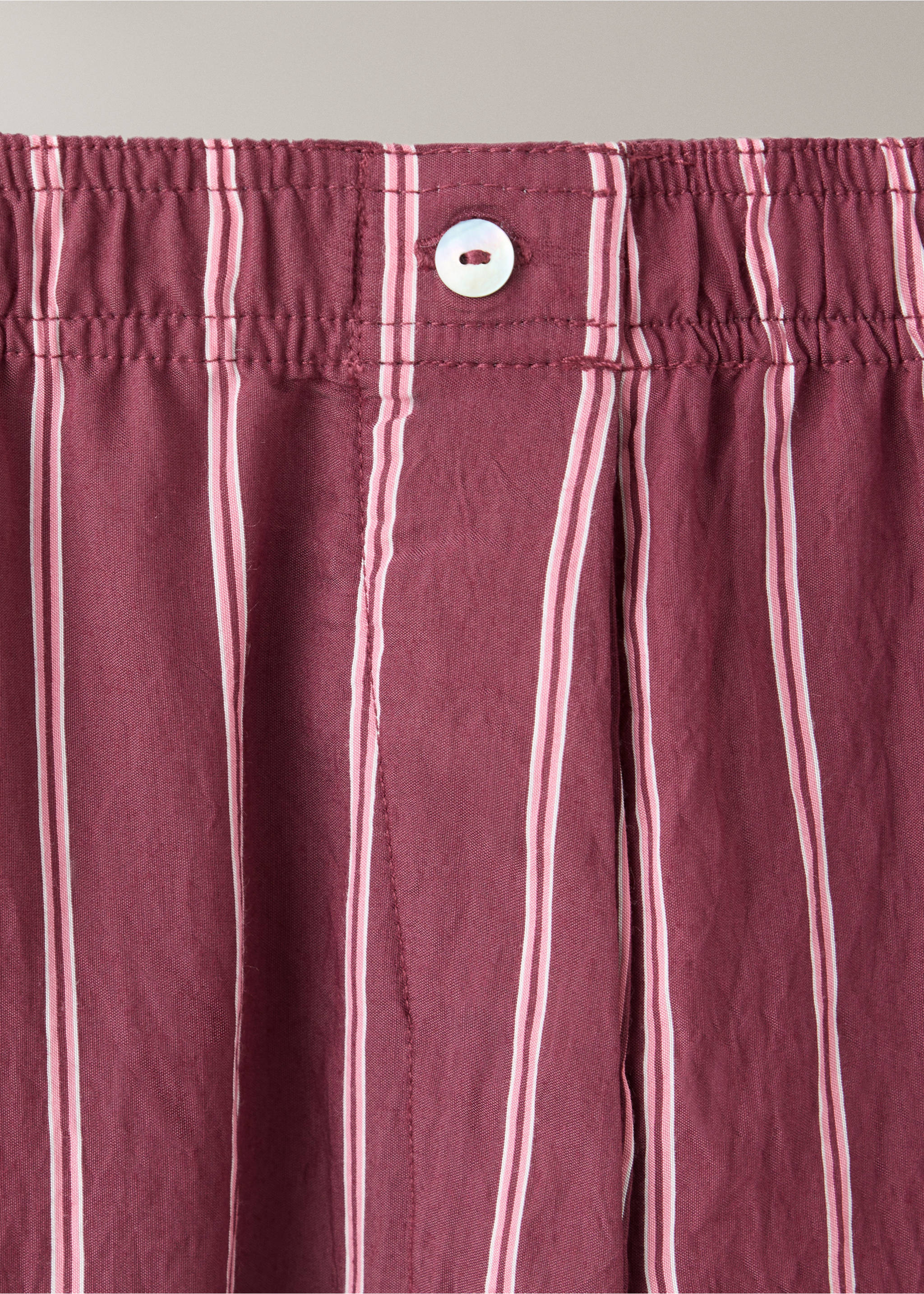 Striped pajama trousers - Details of the article 8, Burgundy. Ref: 37012930-00.