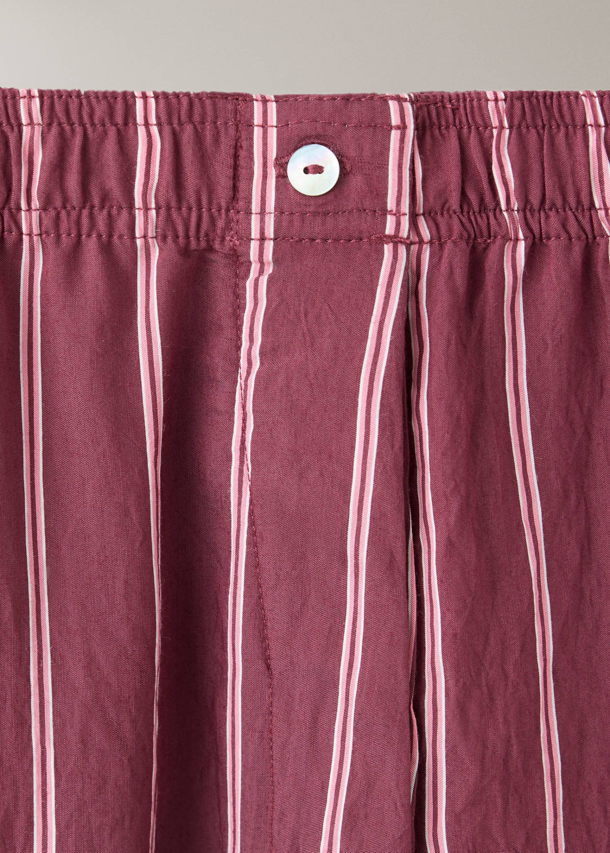 Striped pajama trousers — Burgundy