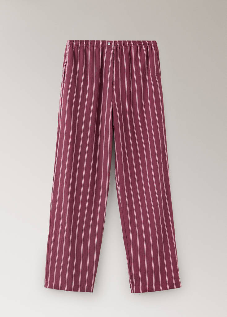 Striped pajama trousers — Burgundy