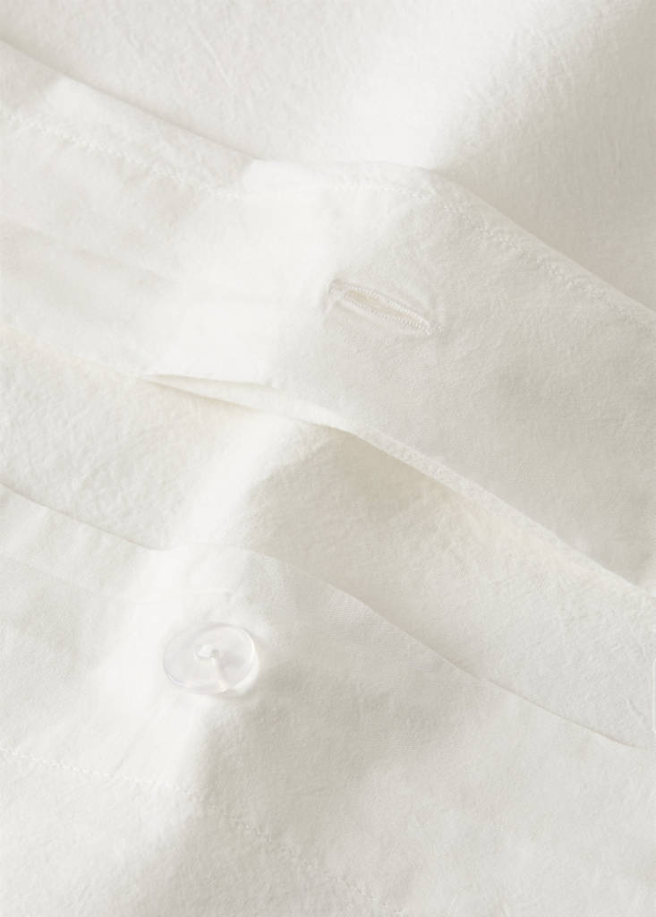 Washed cotton duvet cover with frayed gauze frill for 150/160 cm bed — Ecru