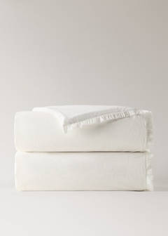 Washed cotton duvet cover with frayed gauze frill for 135/140 cm bed — Ecru 5