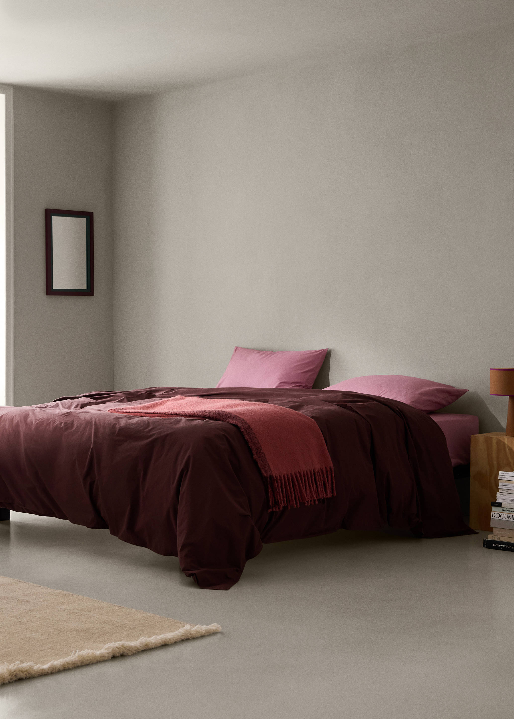 100% cotton percale garment-dyed duvet cover for 150/160 cm bed - General plane