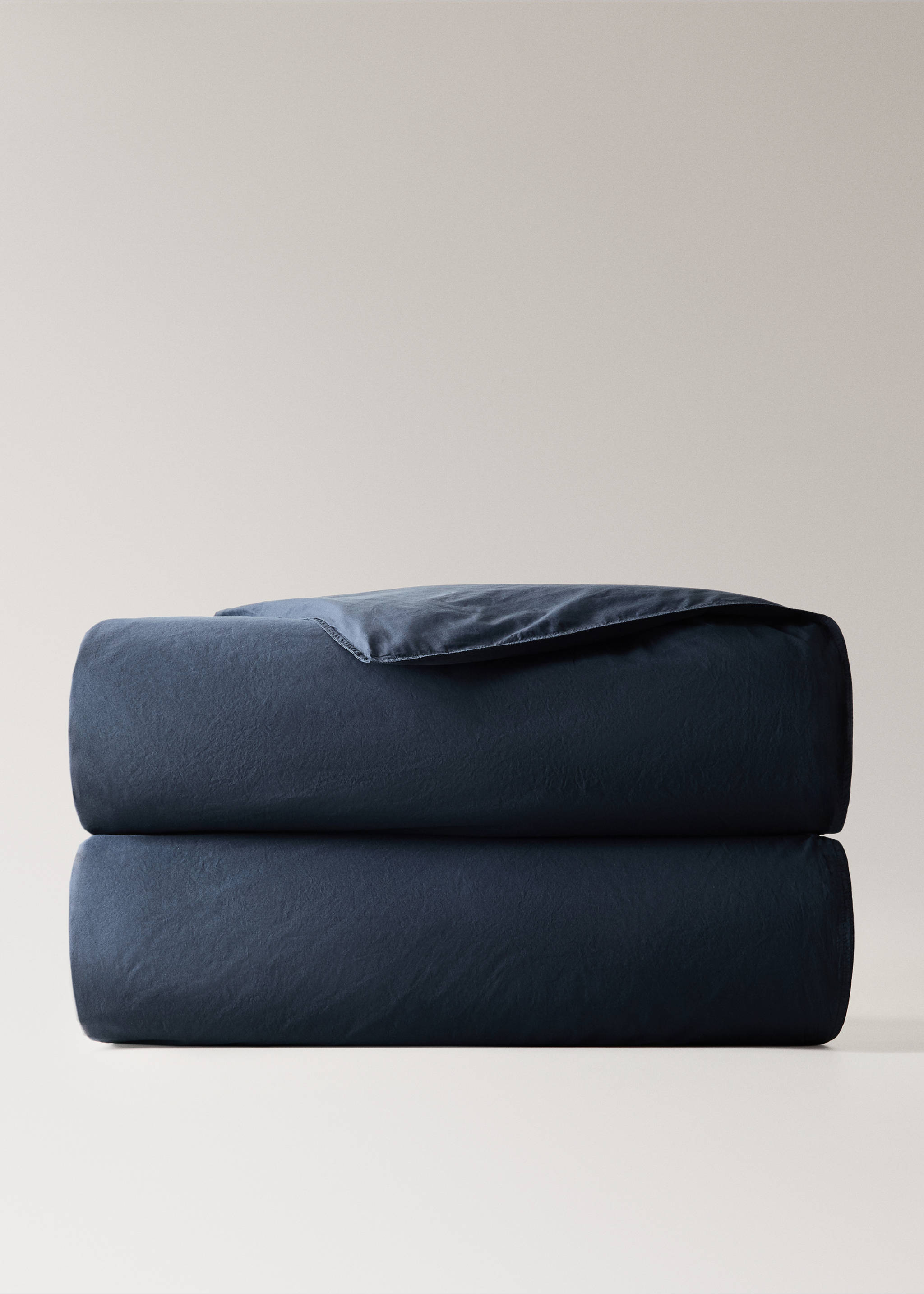 Παπλωματοθήκη 100% βαμβακερή ποπλίνα garment-dyed κρεβάτι 180/200 εκ - Προϊόν χωρίς μοντέλο, Ναυτικό Μπλε . Ref: 37012950-00.
