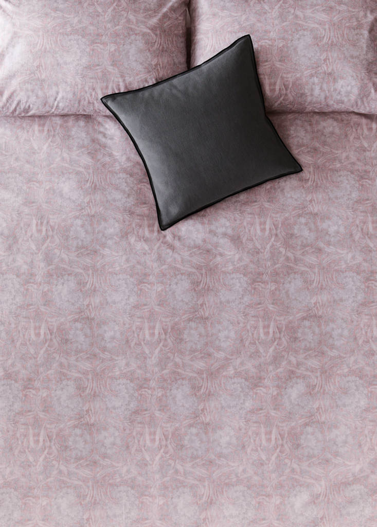 Percale cotton duvet cover 200 thread count decorative floral print for 180/200cm bed — Pale Pink