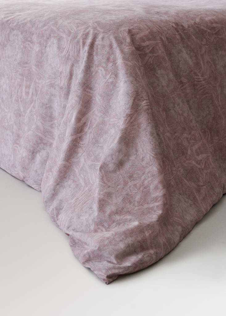 Percale cotton duvet cover 200 thread count decorative floral print for 180/200cm bed — Pale Pink