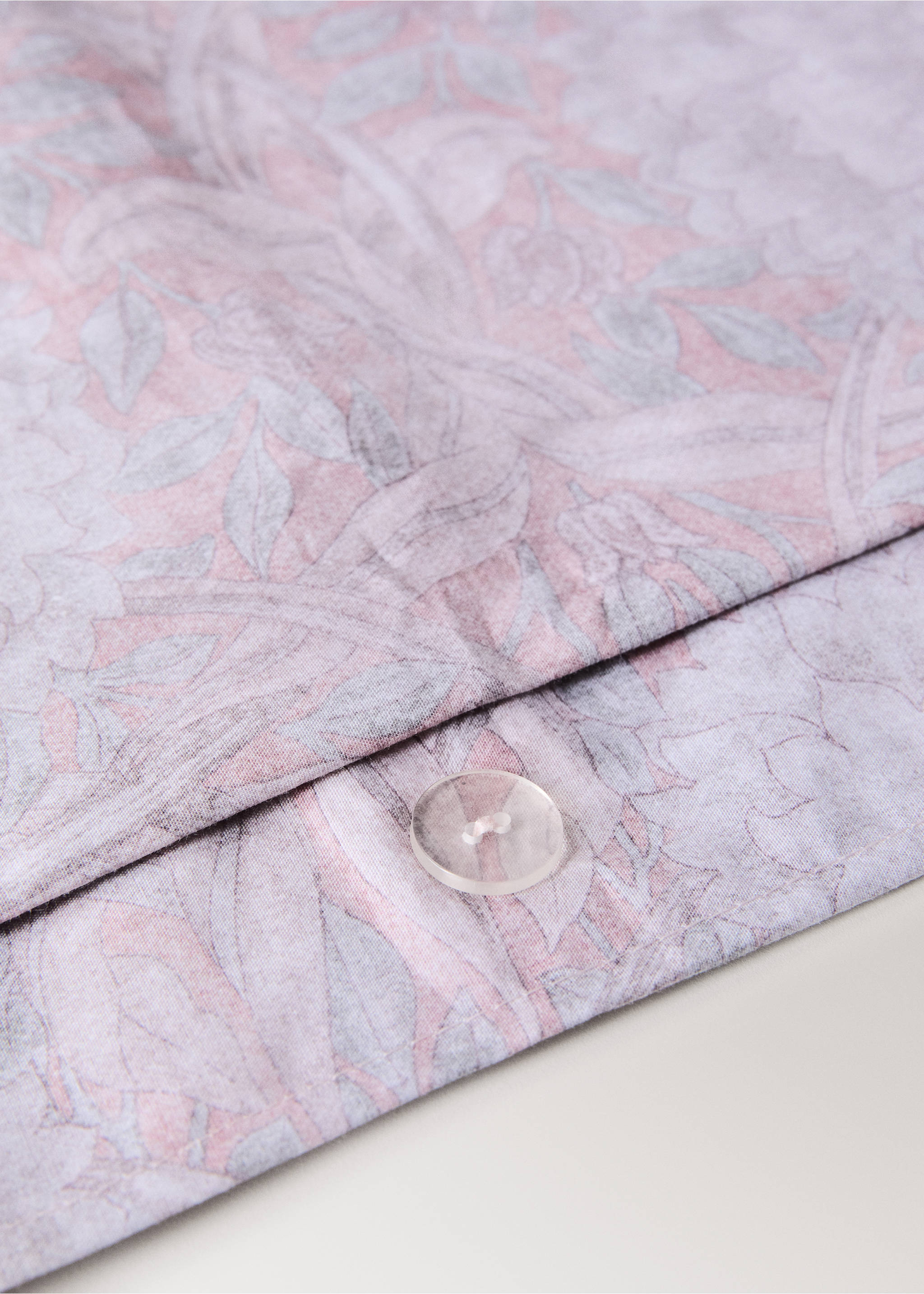 Percale cotton duvet cover 200 thread count decorative floral print for 180/200cm bed - Details of the article 1, Pale Pink. Ref: 37012953-00.
