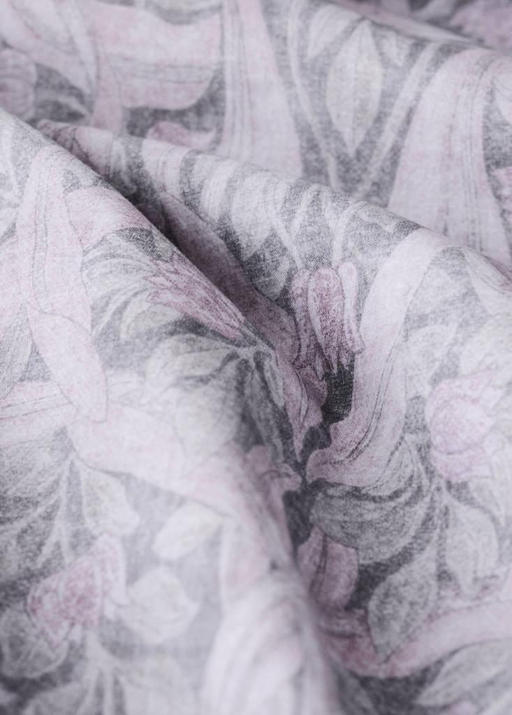 Percale cotton duvet cover 200 thread count decorative floral print for 180/200cm bed — Dark Grey
