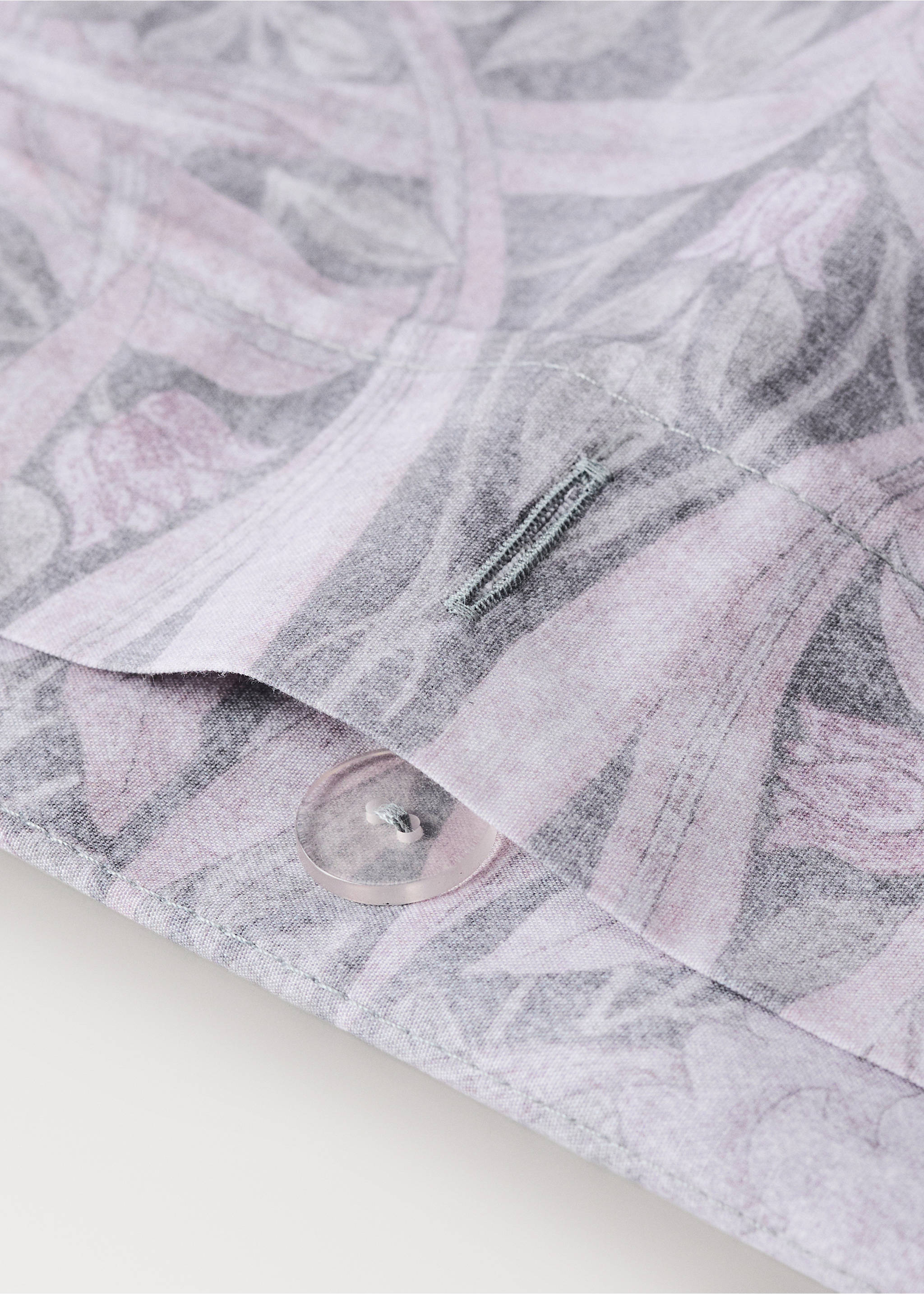 Percale cotton duvet cover 200 thread count decorative floral print for 180/200cm bed - Details of the article 2, Dark Grey. Ref: 37012953-00.