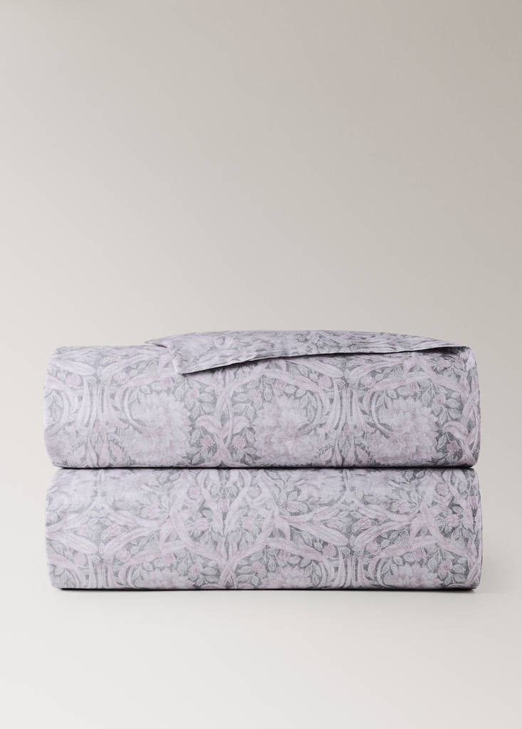 Percale cotton duvet cover 200 thread count decorative floral print for 180/200cm bed — Dark Grey