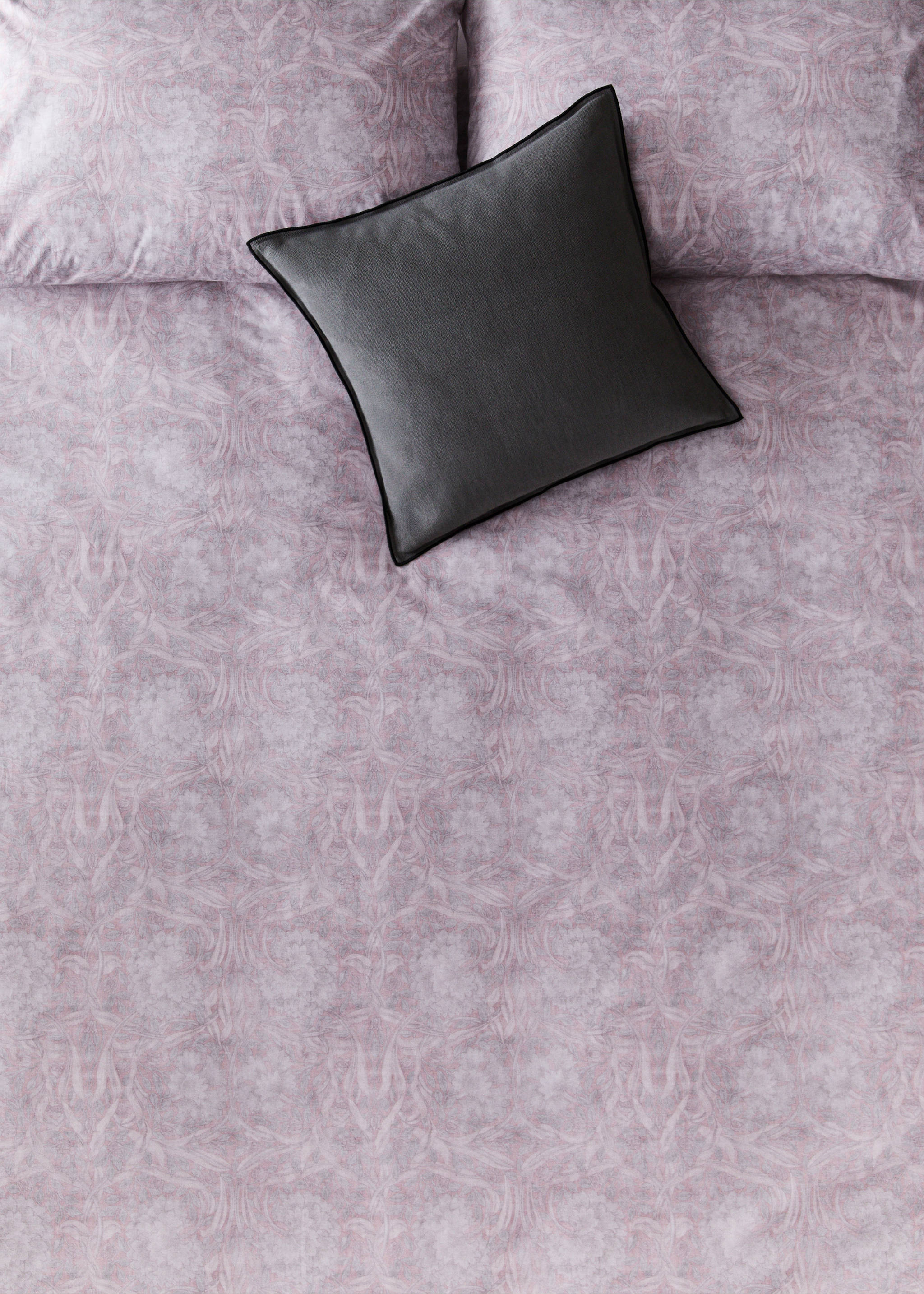 Percale cotton duvet cover 200 thread count decorative floral print for 150/160cm bed - Details of the article 7, Pale Pink. Ref: 37012954-00.