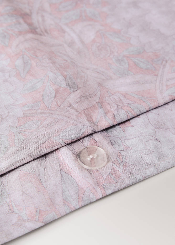 Percale cotton duvet cover 200 thread count decorative floral print for 150/160cm bed — Pale Pink