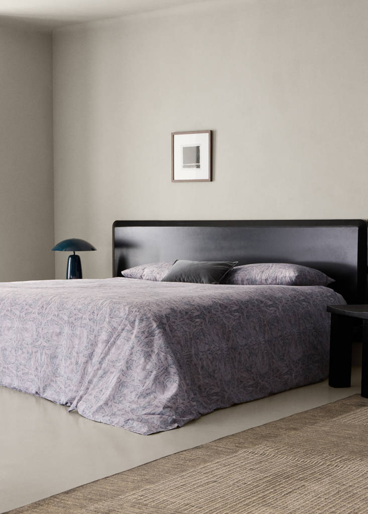Percale cotton duvet cover 200 thread count decorative floral print for 150/160cm bed — Dark Grey