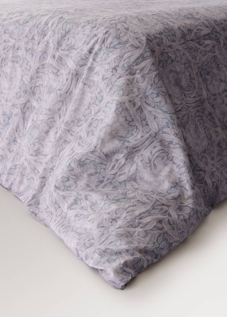 Percale cotton duvet cover 200 thread count decorative floral print for 150/160cm bed — Dark Grey