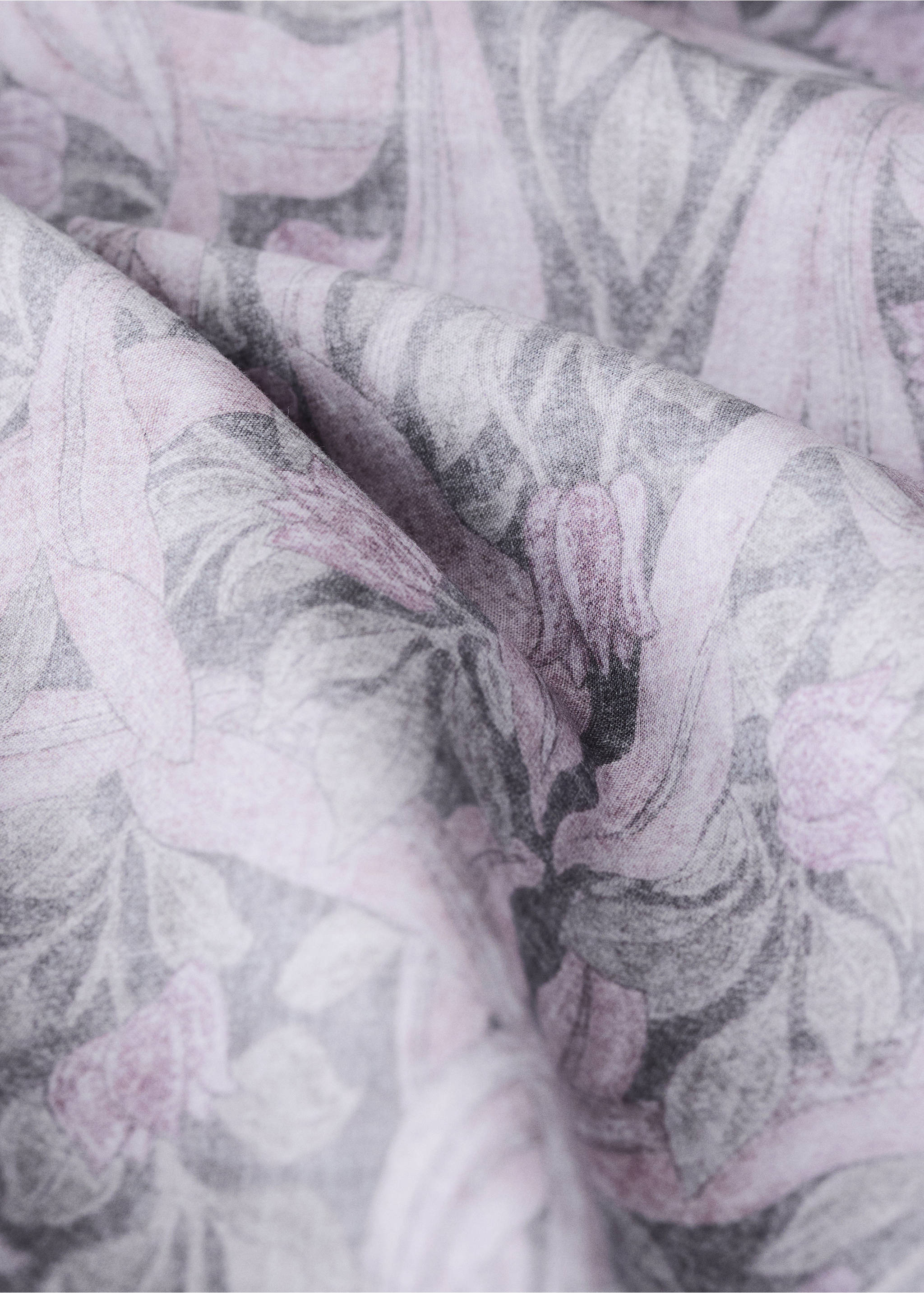 Percale cotton duvet cover 200 thread count decorative floral print for 150/160cm bed - Details of the article 1, Dark Grey. Ref: 37012954-00.