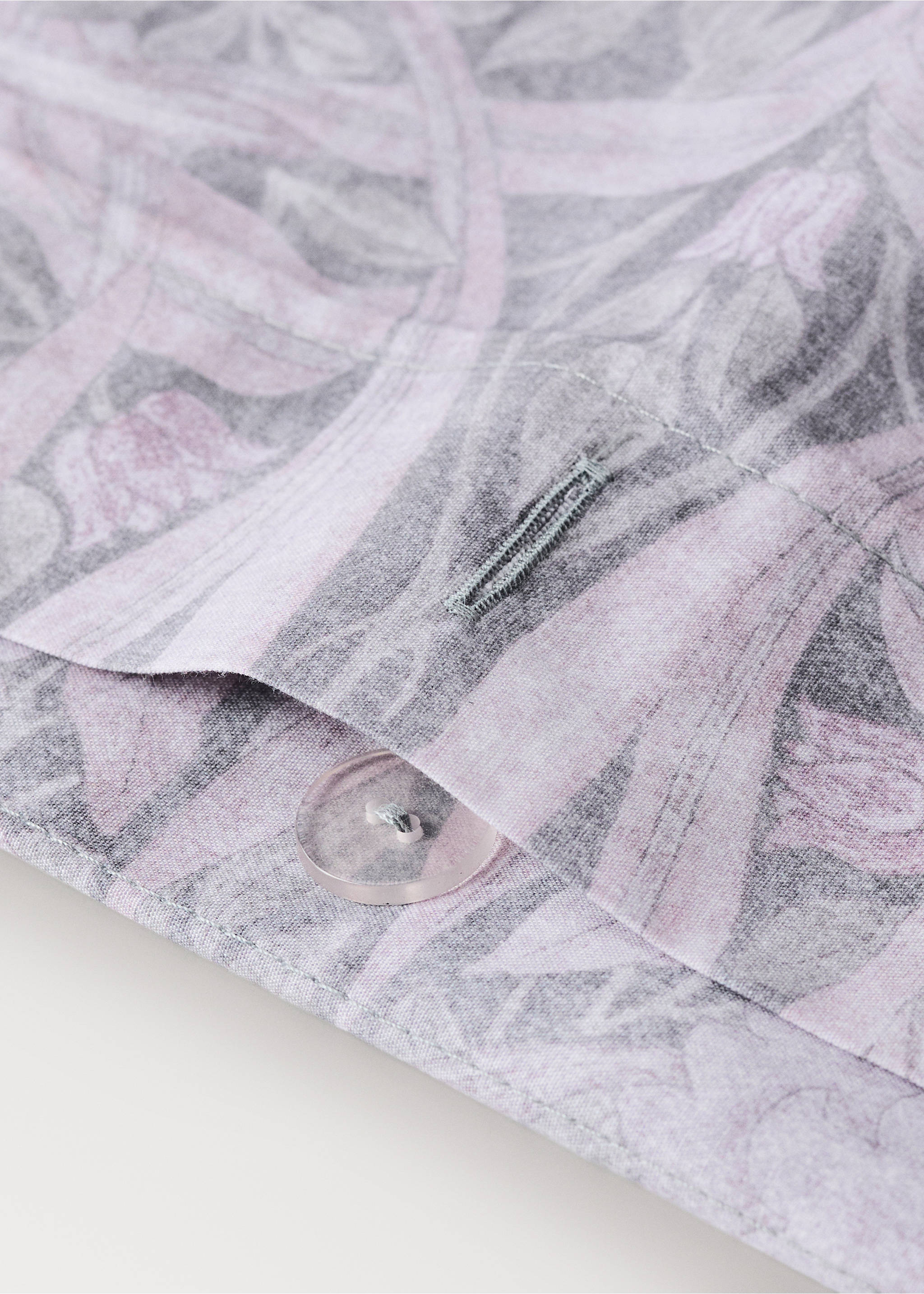 Percale cotton duvet cover 200 thread count decorative floral print for 150/160cm bed - Details of the article 2, Dark Grey. Ref: 37012954-00.