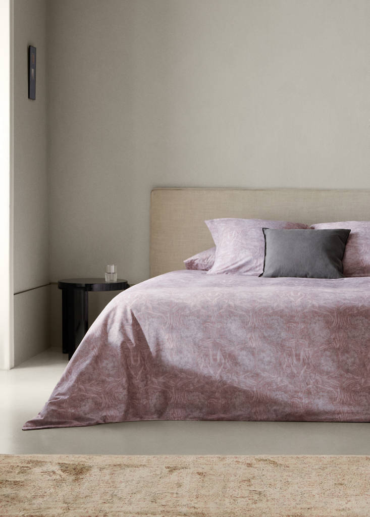 Percale cotton duvet cover 200 thread count decorative floral print for a single bed — Pale Pink