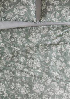 Vintage floral percale cotton duvet cover for 135/140 cm bed — Medium Green 5