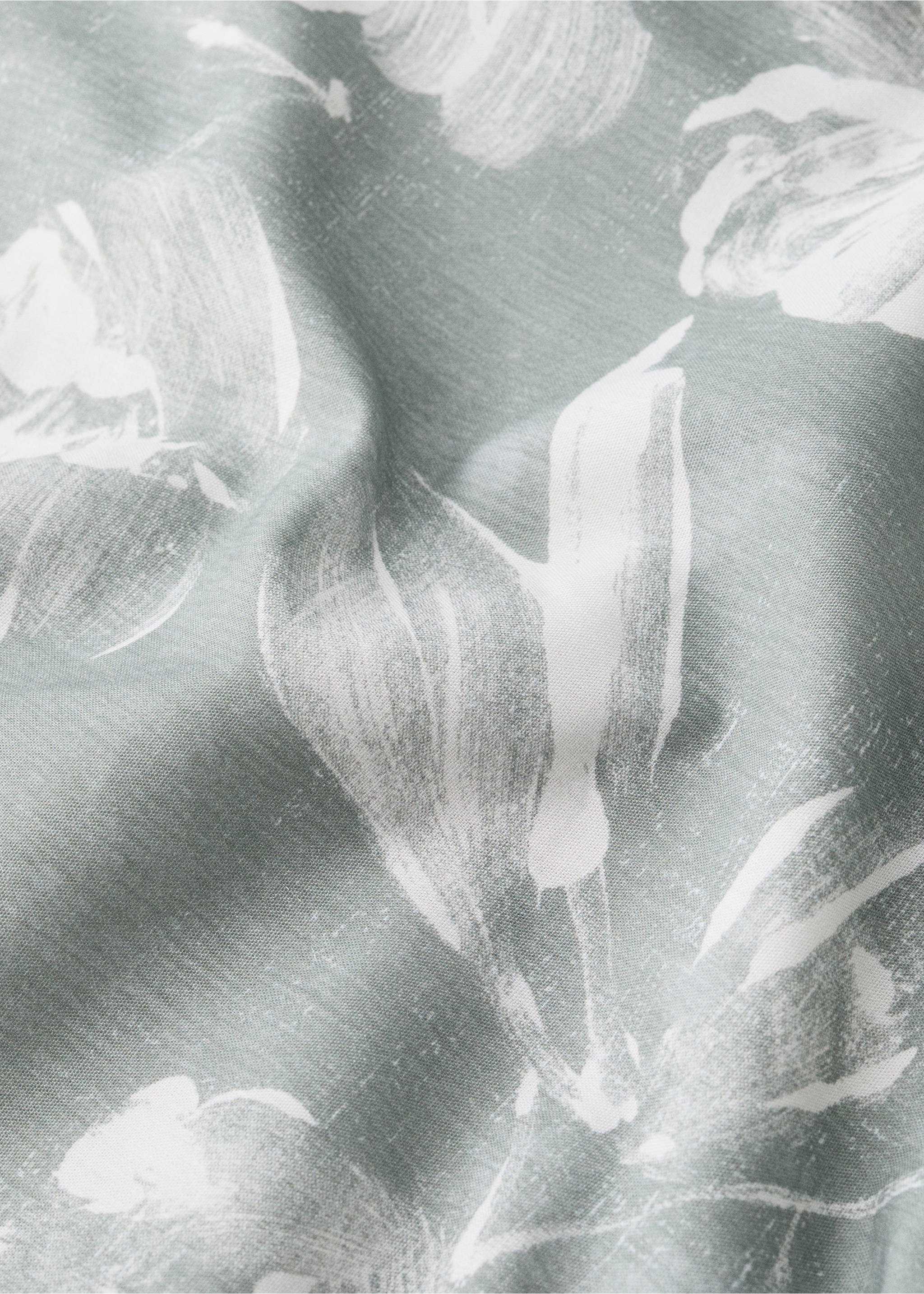 Vintage floral percale cotton duvet cover for a 90 cm bed - Details of the article 2, Medium Green. Ref: 37012960-00.