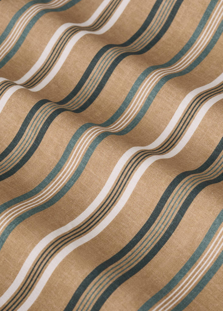 Multicoloured striped percale cotton duvet cover for 150/160 cm bed — Tobacco Brown