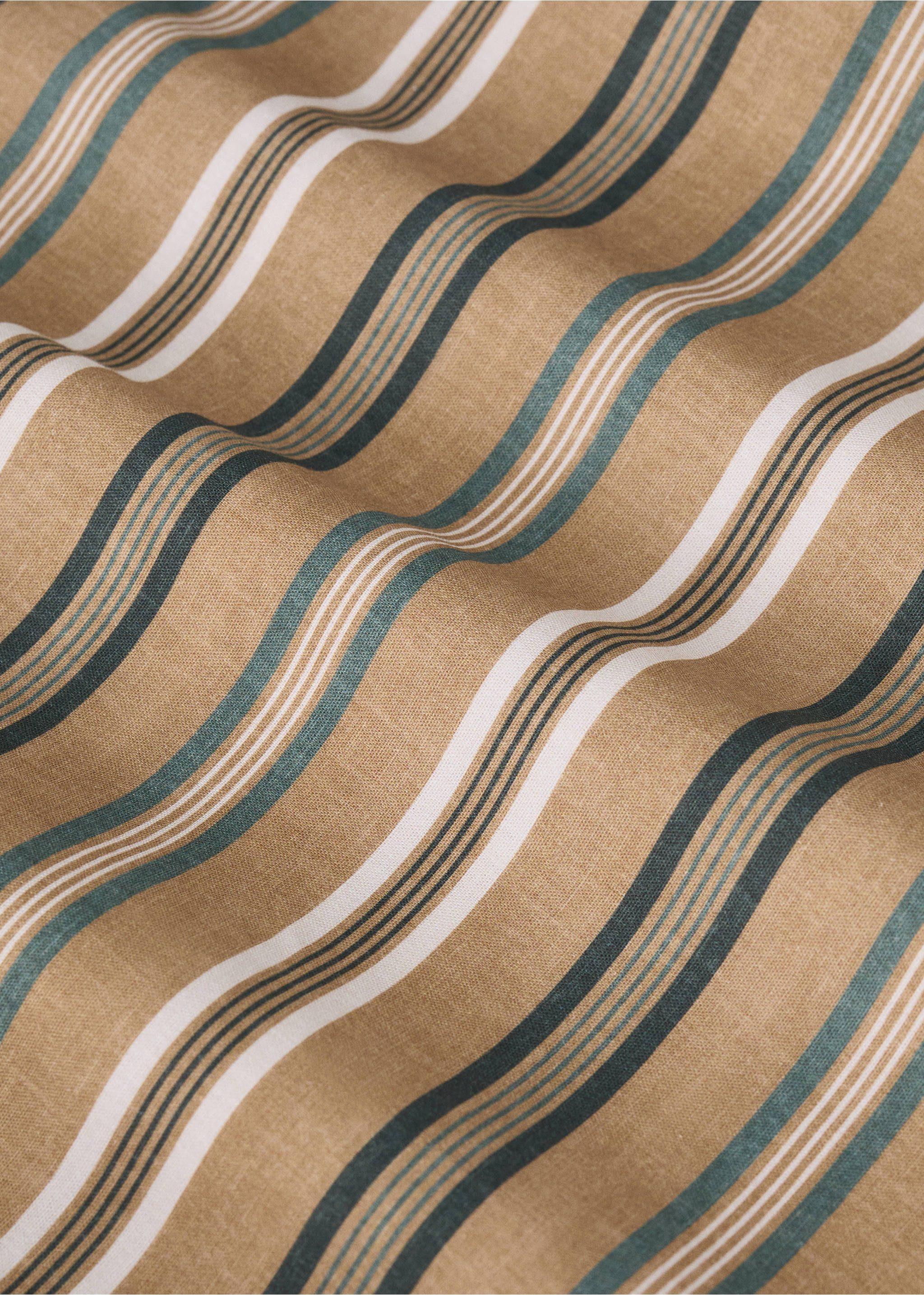 Multicolor striped cotton percale duvet cover for 180/200-cm bed - Details of the article 2, Tobacco Brown. Ref: 37012968-00.
