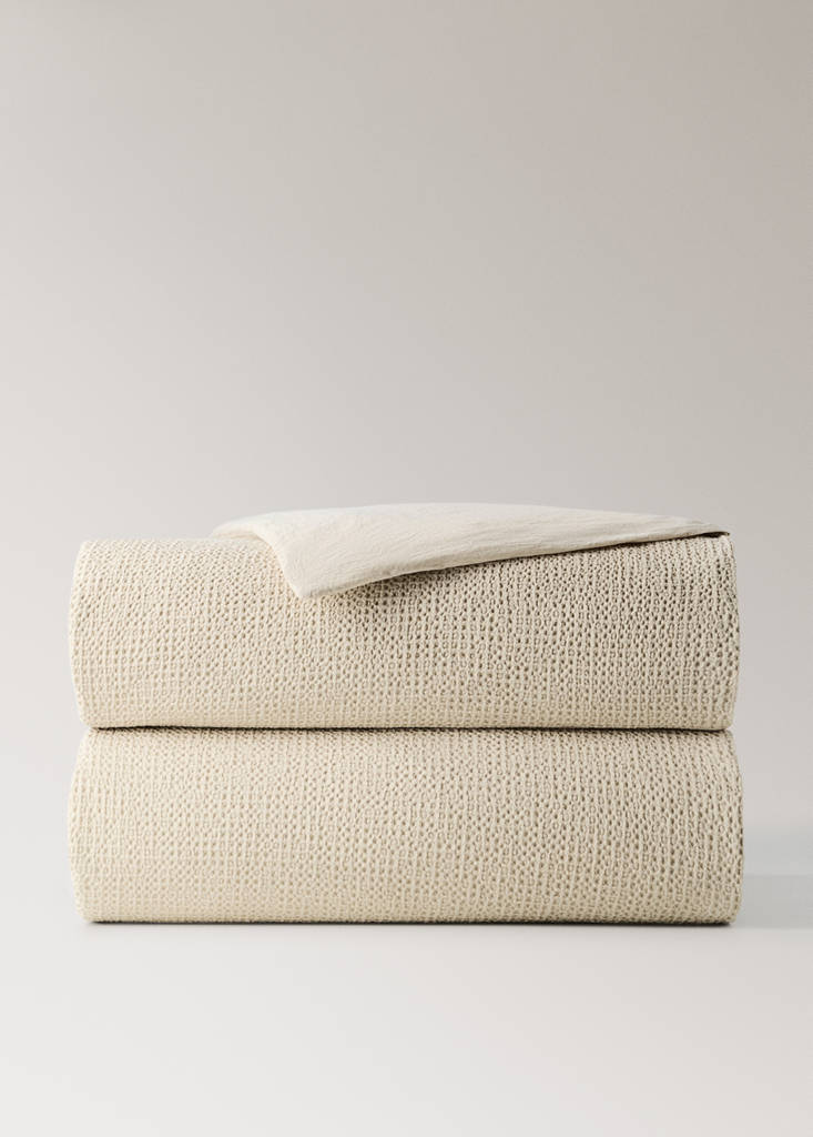 Waffle cotton garment-dyed duvet cover for 150/160 cm bed — Beige