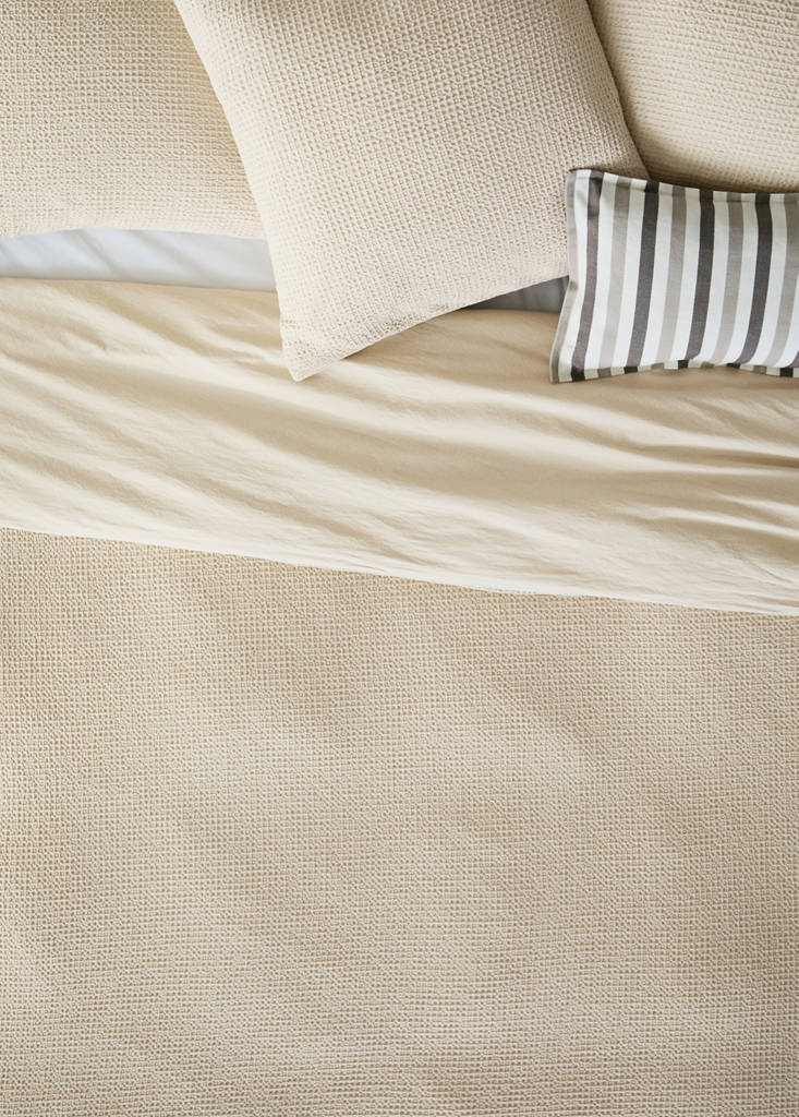 Waffle cotton garment-dyed duvet cover for 180/200 cm bed — Beige