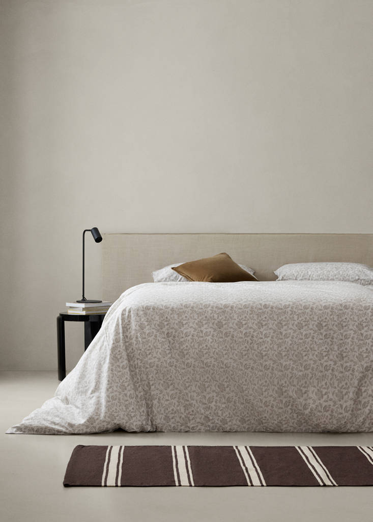 Percale cotton floral print duvet cover for a 150/160 cm bed — Ecru