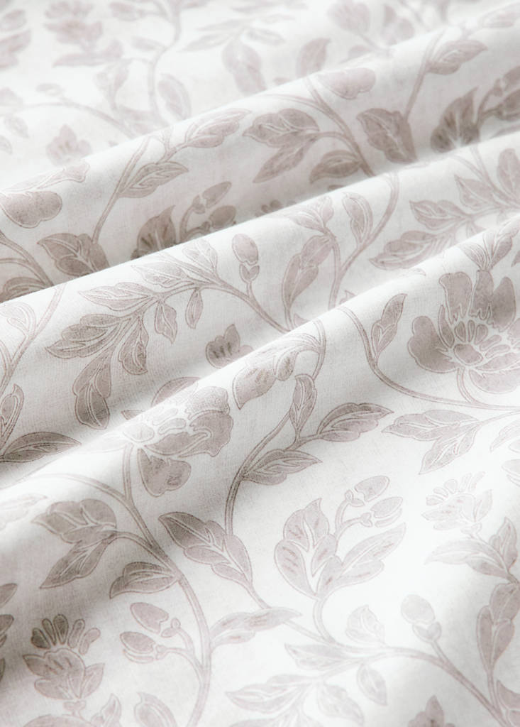 Percale cotton floral print duvet cover for a 150/160 cm bed — Ecru