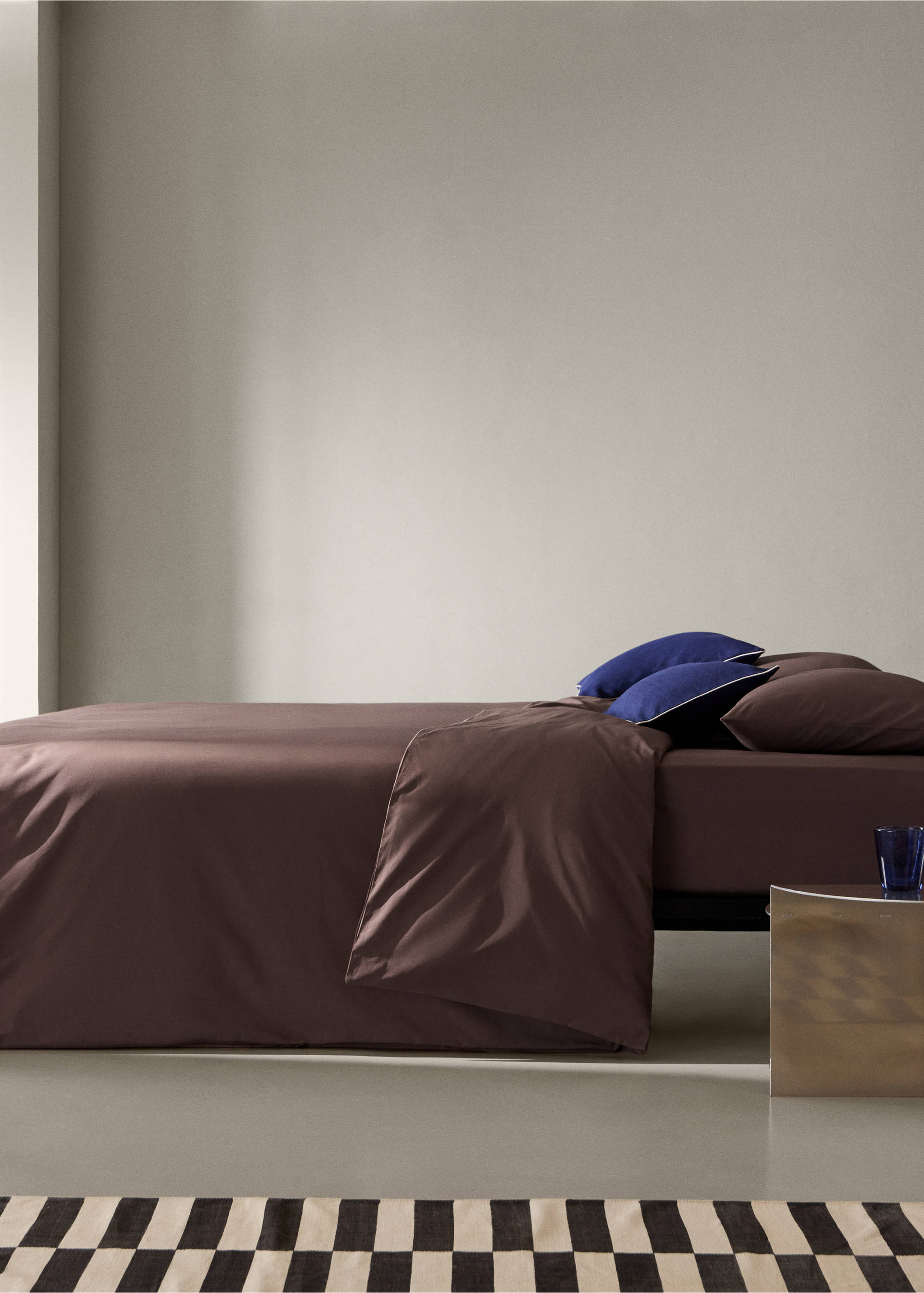 200-thread count percale cotton duvet cover for 180/200 cm bed - General plane, Brown. Ref: 37012978-00.
