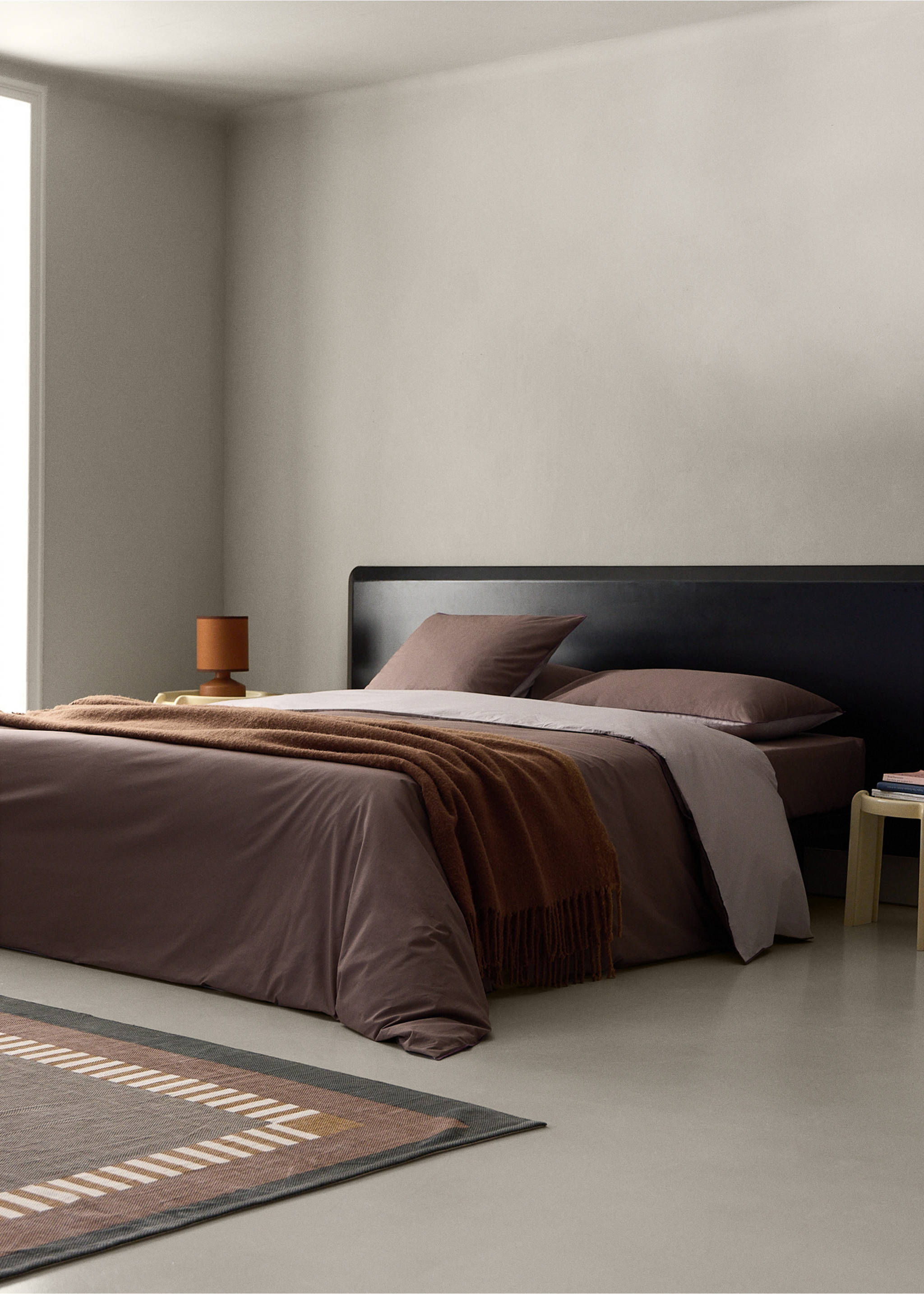 100% cotton percale duvet cover for 150/160 cm bed - General plane, Brown. Ref: 37012984-00.